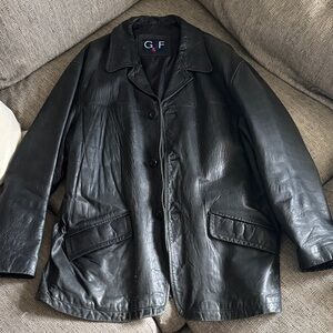 G&F Genuine Leather Men's XL Black Jacket